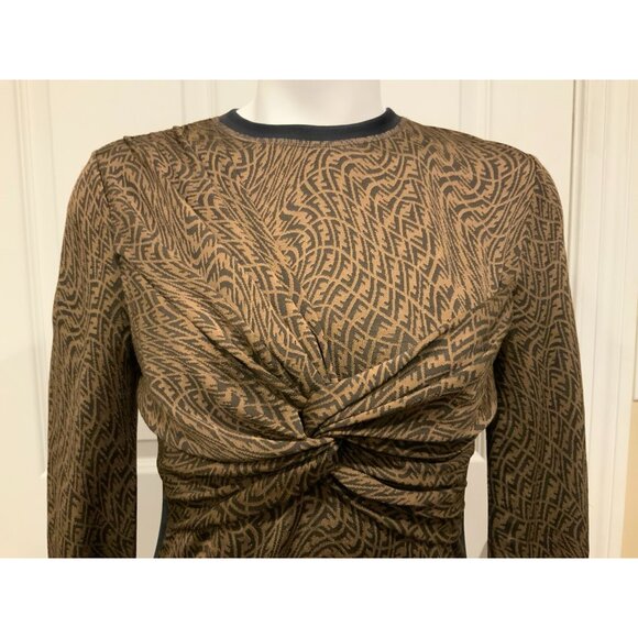Fendi Brown FF-Vertigo Stretched Twisted Front Sheath Dress, Size 4 (US) 40 (IT) - Picture 3 of 12